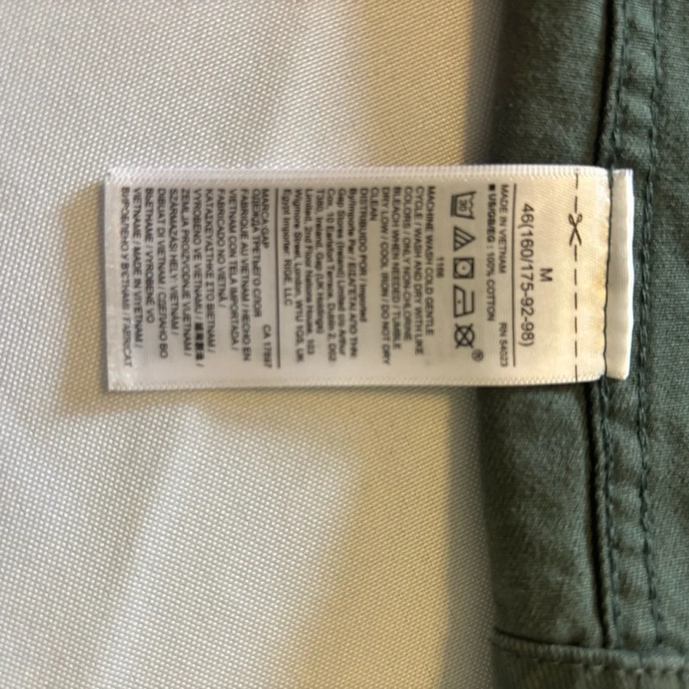 GAP Army Green Twill Snap Zip Cinch Waist Pockets Military Utility Jacket Sz M